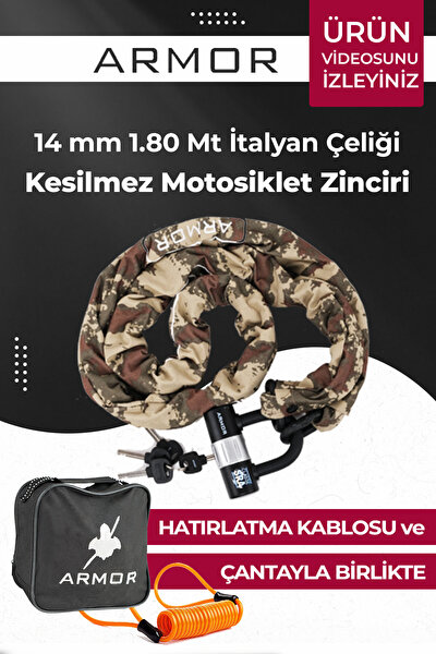 Armor 714 Mv Military Series Kılıfı Nakışlı Dövme Çelik Zincir+U Bar